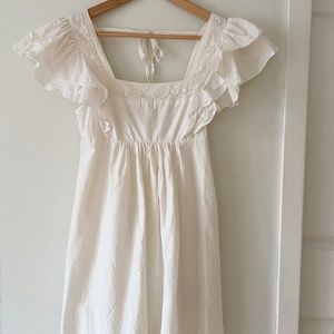 Urban Outfitters White La Petite Poupee Tie Back Frock Babydoll Mini Dress XS